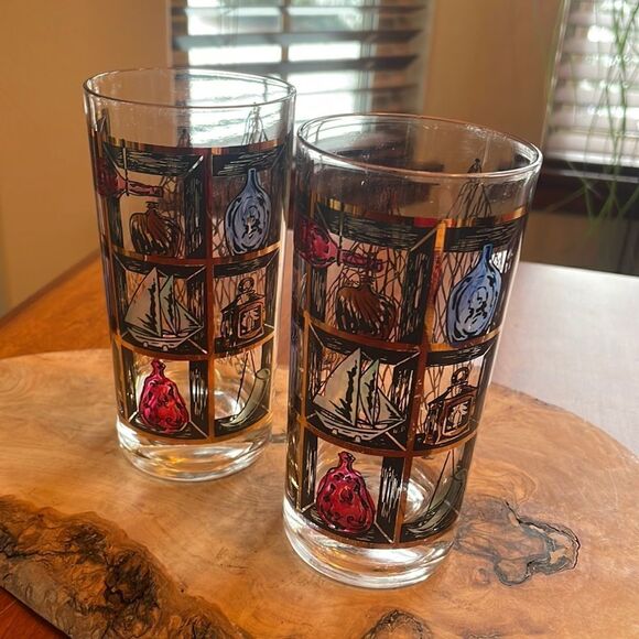 EUC Nautical Themed Highball Glasses - Picture 1 of 8